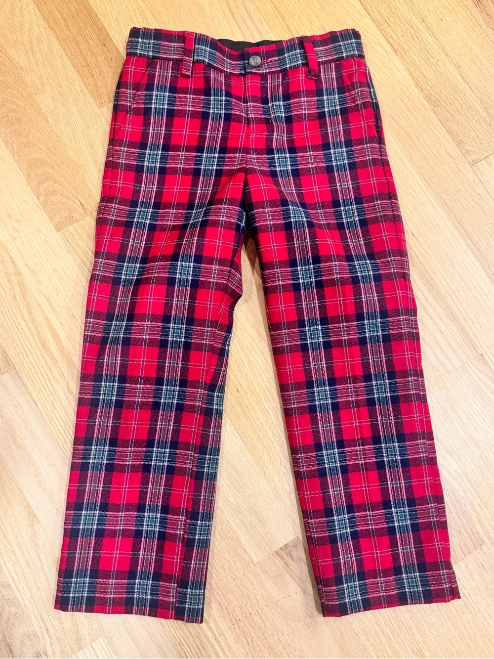 Janie and Jack Boys 100% Wool Tweed Red Plaid Pants Boy kids  Sz 5